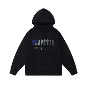  Trapstar its A Secret Bluegray Logo Black Trapstar Hoodie