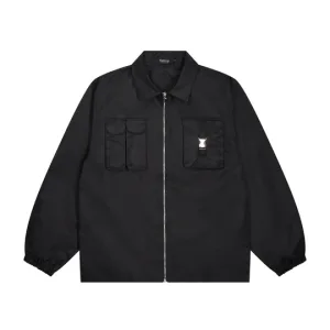 Nylon Twill Coach Jacket - Black